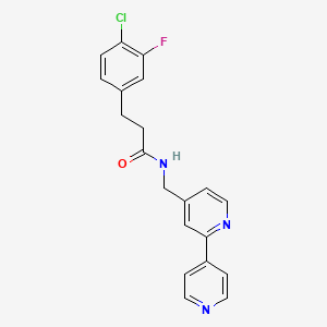 molecular formula C20H17ClFN3O B2506650 N-([2,4'-bipyridin]-4-ylmethyl)-3-(4-chloro-3-fluorophenyl)propanamide CAS No. 2034305-26-3