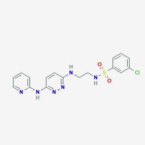 molecular formula C17H17ClN6O2S B2506651 3-chloro-N-(2-((6-(pyridin-2-ylamino)pyridazin-3-yl)amino)ethyl)benzenesulfonamide CAS No. 1020977-48-3