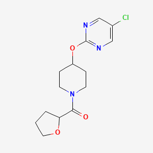 molecular formula C14H18ClN3O3 B2506661 [4-(5-Chloropyrimidin-2-yl)oxypiperidin-1-yl]-(oxolan-2-yl)methanone CAS No. 2415470-69-6