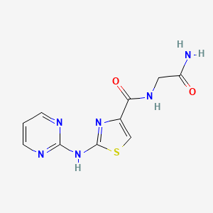molecular formula C10H10N6O2S B2506668 N-(2-amino-2-oxoethyl)-2-(pyrimidin-2-ylamino)thiazole-4-carboxamide CAS No. 1251559-61-1