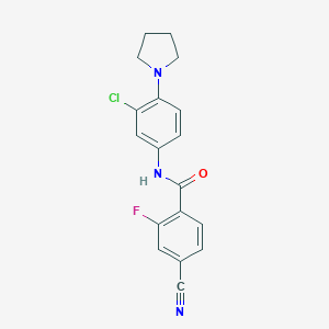 molecular formula C18H15ClFN3O B250667 N-(3-chloro-4-pyrrolidin-1-ylphenyl)-4-cyano-2-fluorobenzamide 