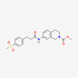 molecular formula C21H24N2O5S B2506672 methyl 7-(3-(4-(methylsulfonyl)phenyl)propanamido)-3,4-dihydroisoquinoline-2(1H)-carboxylate CAS No. 2034423-56-6