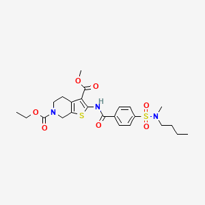 molecular formula C24H31N3O7S2 B2506681 6-ethyl 3-methyl 2-(4-(N-butyl-N-methylsulfamoyl)benzamido)-4,5-dihydrothieno[2,3-c]pyridine-3,6(7H)-dicarboxylate CAS No. 449770-52-9