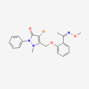 molecular formula C20H20BrN3O3 B2506683 4-bromo-5-[[2-[(Z)-N-methoxy-C-methylcarbonimidoyl]phenoxy]methyl]-1-methyl-2-phenylpyrazol-3-one CAS No. 1025703-18-7
