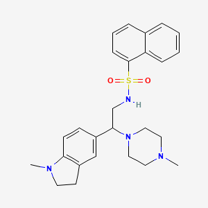 molecular formula C26H32N4O2S B2506689 N-(2-(1-methylindolin-5-yl)-2-(4-methylpiperazin-1-yl)ethyl)naphthalene-1-sulfonamide CAS No. 946242-12-2