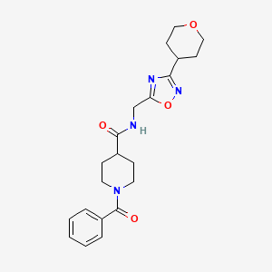 molecular formula C21H26N4O4 B2506703 1-benzoyl-N-((3-(tetrahydro-2H-pyran-4-yl)-1,2,4-oxadiazol-5-yl)methyl)piperidine-4-carboxamide CAS No. 2034535-30-1