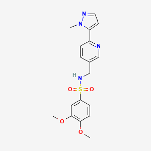 molecular formula C18H20N4O4S B2506718 3,4-dimethoxy-N-((6-(1-methyl-1H-pyrazol-5-yl)pyridin-3-yl)methyl)benzenesulfonamide CAS No. 2034393-70-7