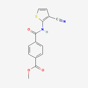 molecular formula C14H10N2O3S B2506720 Methyl 4-((3-cyanothiophen-2-yl)carbamoyl)benzoate CAS No. 865545-91-1