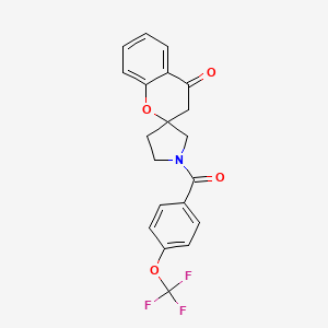 molecular formula C20H16F3NO4 B2506721 1'-(4-(Trifluoromethoxy)benzoyl)spiro[chroman-2,3'-pyrrolidin]-4-one CAS No. 1706046-92-5