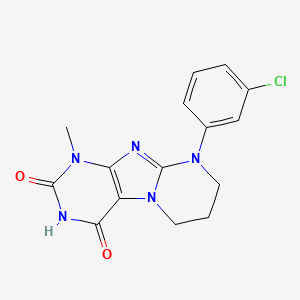 molecular formula C15H14ClN5O2 B2506725 9-(3-chlorophenyl)-1-methyl-7,8-dihydro-6H-purino[7,8-a]pyrimidine-2,4-dione CAS No. 876899-86-4