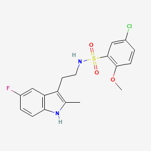 molecular formula C18H18ClFN2O3S B2506727 5-氯-N-[2-(5-氟-2-甲基-1H-吲哚-3-基)乙基]-2-甲氧基苯磺酰胺 CAS No. 682762-92-1