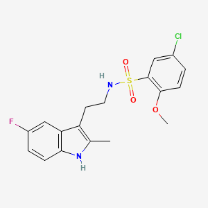 molecular formula C18H18ClFN2O3S B2506727 5-氯-N-[2-(5-氟-2-甲基-1H-吲哚-3-基)乙基]-2-甲氧基苯-1-磺酰胺 CAS No. 682762-92-1