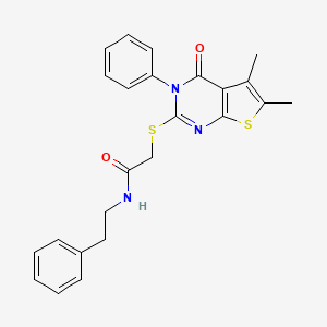 molecular formula C24H23N3O2S2 B2506728 N-(2-phényléthyl)-2-({5,6-diméthyl-4-oxo-3-phényl-3H,4H-thieno[2,3-d]pyrimidin-2-yl}sulfanyl)acétamide CAS No. 618395-70-3