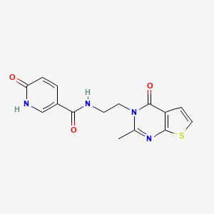 molecular formula C15H14N4O3S B2506733 N-(2-(2-methyl-4-oxothieno[2,3-d]pyrimidin-3(4H)-yl)ethyl)-6-oxo-1,6-dihydropyridine-3-carboxamide CAS No. 1903883-25-9