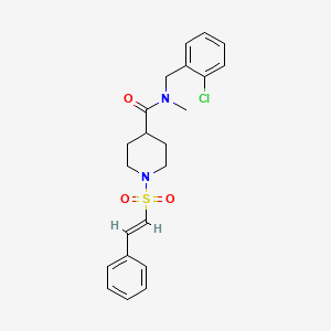 molecular formula C22H25ClN2O3S B2506734 N-[(2-chlorophenyl)methyl]-N-methyl-1-[(E)-2-phenylethenyl]sulfonylpiperidine-4-carboxamide CAS No. 949863-69-8