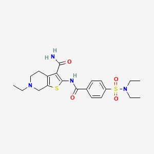molecular formula C21H28N4O4S2 B2506745 2-[[4-(二乙基氨磺酰基)苯甲酰]氨基]-6-乙基-5,7-二氢-4H-噻吩并[2,3-c]吡啶-3-甲酰胺 CAS No. 449767-69-5