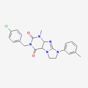 molecular formula C22H20ClN5O2 B2506748 3-[(4-chlorophenyl)methyl]-1-methyl-8-(3-methylphenyl)-1H,2H,3H,4H,6H,7H,8H-imidazo[1,2-g]purine-2,4-dione CAS No. 872839-97-9