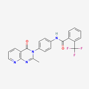 molecular formula C22H15F3N4O2 B2506761 N-(4-(2-methyl-4-oxopyrido[2,3-d]pyrimidin-3(4H)-yl)phenyl)-2-(trifluoromethyl)benzamide CAS No. 941927-59-9