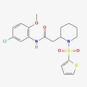 molecular formula C18H21ClN2O4S2 B2506766 N-(5-氯-2-甲氧基苯基)-2-(1-(噻吩-2-磺酰基)哌啶-2-基)乙酰胺 CAS No. 1105236-65-4