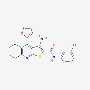 molecular formula C23H21N3O3S B2506768 3-amino-4-(furan-2-yl)-N-(3-methoxyphenyl)-5,6,7,8-tetrahydrothieno[2,3-b]quinoline-2-carboxamide CAS No. 434294-08-3