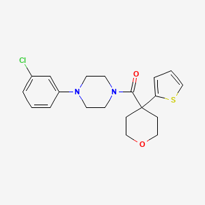 molecular formula C20H23ClN2O2S B2506770 [4-(3-Chlorphenyl)piperazin-1-yl]-(4-thiophen-2-yloxan-4-yl)methanon CAS No. 877649-66-6