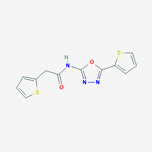 molecular formula C12H9N3O2S2 B2506775 2-(thiophen-2-yl)-N-(5-(thiophen-2-yl)-1,3,4-oxadiazol-2-yl)acetamide CAS No. 921560-95-4