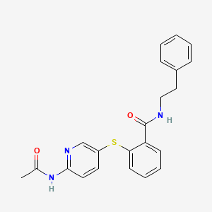 molecular formula C22H21N3O2S B2506776 2-{[6-(acetylamino)-3-pyridinyl]sulfanyl}-N-phenethylbenzenecarboxamide CAS No. 343373-10-4