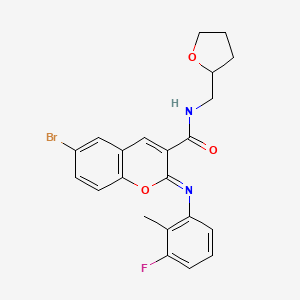 (2Z)-6-bromo-2-[(3-fluoro-2-methylphenyl)imino]-N-(tetrahydrofuran-2-ylmethyl)-2H-chromene-3-carboxamide