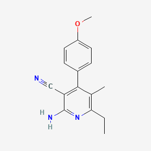 molecular formula C16H17N3O B2506781 2-Amino-6-etil-4-(4-metoxifenil)-5-metilpiridina-3-carbonitrilo CAS No. 331979-86-3