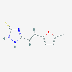 molecular formula C9H9N3OS B2506783 3-[(E)-2-(5-methylfuran-2-yl)ethenyl]-4,5-dihydro-1H-1,2,4-triazole-5-thione CAS No. 929971-59-5