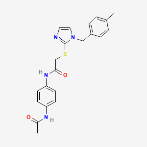 molecular formula C21H22N4O2S B2506784 N-(4-acetamidophenyl)-2-[1-[(4-methylphenyl)methyl]imidazol-2-yl]sulfanylacetamide CAS No. 869346-49-6