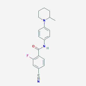 molecular formula C20H20FN3O B250679 4-cyano-2-fluoro-N-[4-(2-methylpiperidin-1-yl)phenyl]benzamide 