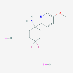 molecular formula C12H18F2I2N2O B2506795 4,4-Difluoro-1-(5-methoxypyridin-2-yl)cyclohexan-1-amine;dihydroiodide CAS No. 2460756-56-1