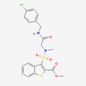 molecular formula C20H19ClN2O5S2 B2506798 3-(N-(2-((4-氯苄基)氨基)-2-氧代乙基)-N-甲基磺酰胺基)苯并[b]噻吩-2-甲酸甲酯 CAS No. 946292-91-7