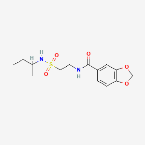 molecular formula C14H20N2O5S B2506815 N-(2-(N-(sec-butyl)sulfamoyl)ethyl)benzo[d][1,3]dioxole-5-carboxamide CAS No. 899968-28-6