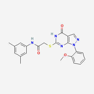molecular formula C22H21N5O3S B2506816 N-(3,5-二甲苯基)-2-((1-(2-甲氧苯基)-4-氧代-4,5-二氢-1H-吡唑并[3,4-d]嘧啶-6-基)硫代)乙酰胺 CAS No. 946366-22-9