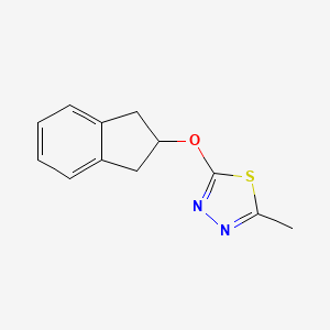 molecular formula C12H12N2OS B2506826 2-(2,3-二氢-1H-茚满-2-氧基)-5-甲基-1,3,4-噻二唑 CAS No. 2202203-08-3