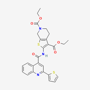 diethyl 2-(2-(thiophen-2-yl)quinoline-4-carboxamido)-4,5-dihydrothieno[2,3-c]pyridine-3,6(7H)-dicarboxylate