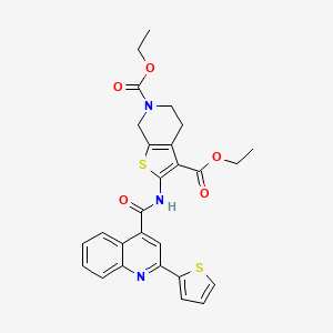 molecular formula C27H25N3O5S2 B2506832 3,6-ジエチル 2-[2-(チオフェン-2-イル)キノリン-4-アミド]-4H,5H,6H,7H-チエノ[2,3-c]ピリジン-3,6-ジカルボン酸エステル CAS No. 864926-59-0