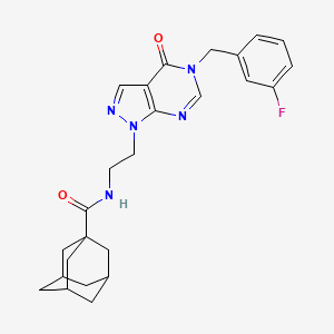 molecular formula C25H28FN5O2 B2506842 (1s,3s)-N-(2-(5-(3-fluorobenzyl)-4-oxo-4,5-dihydro-1H-pyrazolo[3,4-d]pyrimidin-1-yl)ethyl)adamantane-1-carboxamide CAS No. 922047-41-4