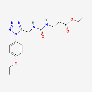 molecular formula C16H22N6O4 B2506847 ethyl 3-(3-((1-(4-ethoxyphenyl)-1H-tetrazol-5-yl)methyl)ureido)propanoate CAS No. 1005293-30-0