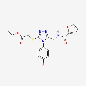 molecular formula C18H17FN4O4S B2506854 ethyl ({4-(4-fluorophenyl)-5-[(2-furoylamino)methyl]-4H-1,2,4-triazol-3-yl}thio)acetate CAS No. 689750-46-7
