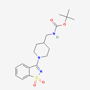 molecular formula C18H25N3O4S B2506857 tert-Butyl ((1-(1,1-dioxidobenzo[d]isothiazol-3-yl)piperidin-4-yl)methyl)carbamate CAS No. 1420820-73-0