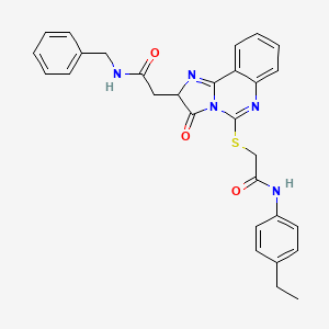 molecular formula C29H27N5O3S B2506863 N-苄基-2-[5-[2-(4-乙基苯胺)-2-氧代乙基]硫代-3-氧代-2H-咪唑并[1,2-c]喹唑啉-2-基]乙酰胺 CAS No. 959562-77-7