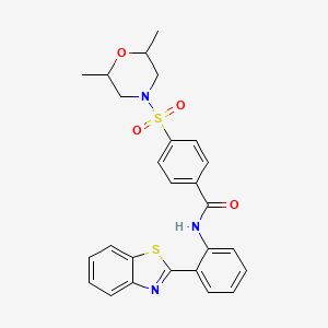 molecular formula C26H25N3O4S2 B2506865 N-(2-(苯并[d]噻唑-2-基)苯基)-4-((2,6-二甲基吗啉)磺酰基)苯甲酰胺 CAS No. 361173-70-8