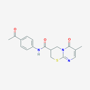 molecular formula C17H17N3O3S B2506867 N-(4-acetylphenyl)-7-methyl-6-oxo-2,3,4,6-tetrahydropyrimido[2,1-b][1,3]thiazine-3-carboxamide CAS No. 1396869-20-7