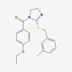molecular formula C20H22N2O2S B2506868 (4-ethoxyphenyl)(2-((3-methylbenzyl)thio)-4,5-dihydro-1H-imidazol-1-yl)methanone CAS No. 851803-27-5