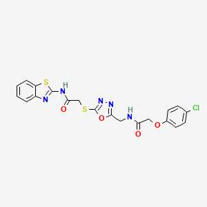 molecular formula C20H16ClN5O4S2 B2506873 N-(benzo[d]thiazol-2-yl)-2-((5-((2-(4-chlorophenoxy)acetamido)methyl)-1,3,4-oxadiazol-2-yl)thio)acetamide CAS No. 851785-51-8