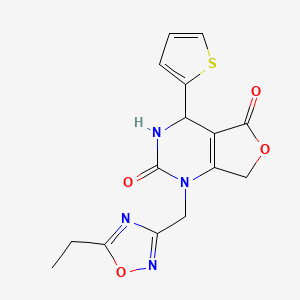 molecular formula C15H14N4O4S B2506888 1-[(5-ethyl-1,2,4-oxadiazol-3-yl)methyl]-4-(2-thienyl)-4,7-dihydrofuro[3,4-d]pyrimidine-2,5(1H,3H)-dione CAS No. 2108711-39-1