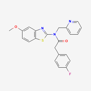 molecular formula C22H18FN3O2S B2506889 2-(4-fluorophenyl)-N-(5-methoxybenzo[d]thiazol-2-yl)-N-(pyridin-2-ylmethyl)acetamide CAS No. 941878-27-9